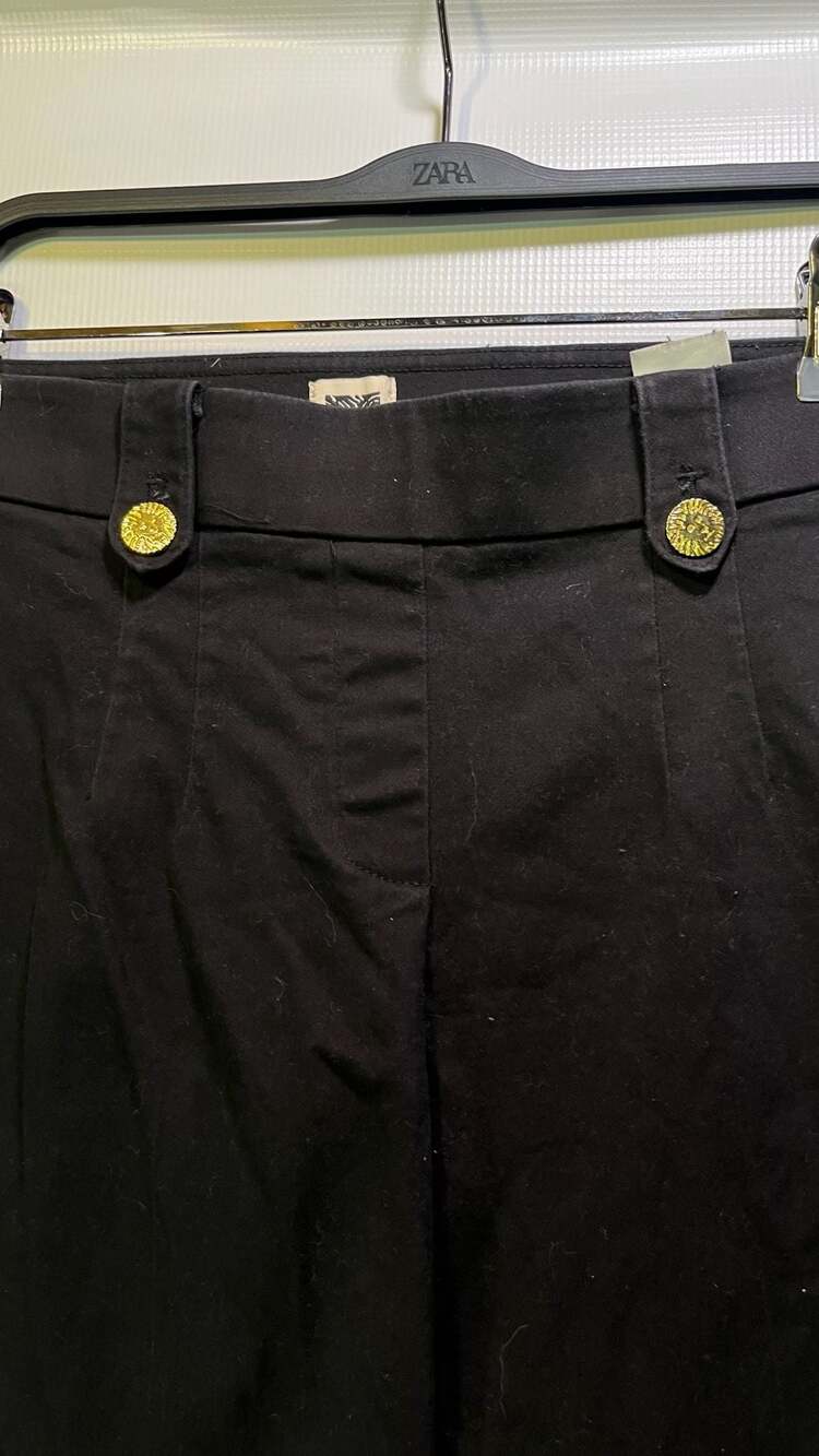 Anne Klein Black Pleated Front Cropped Wide Leg Pants, Size M